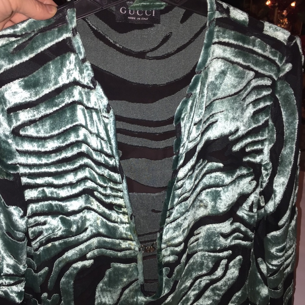 GUCCI Tom Ford RUNWAY Silk Velvet burnout Teal dress SS96 fashion show - Picture 3 of 7